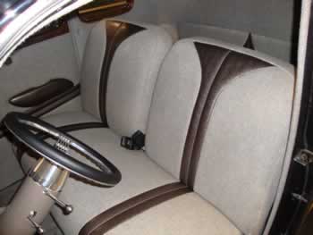 custom two tone tweed and leather seats